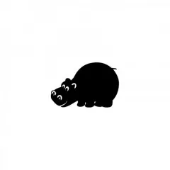 Stempelabdruck Nilpferd in Schwarz auf weißem Grund