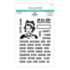 Spellbinders - Clear Stamp & Die Set - Turn the Page - ING Words by Esther Glas