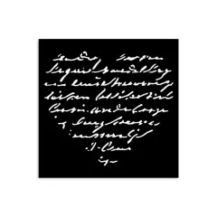 Stamperia Stencil Motiv Herz mit Handschrift-Schriftzug auf schwarzem Hintergrund, flexibles transparentes Material