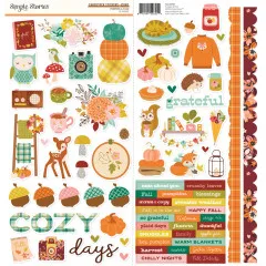 Cardstock-Sticker-Bogen mit 81 Stickern: Icons, Wortsticker und Bordüren-Sticker im Pumpkins & Plaid Design