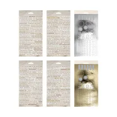 Detailansicht der 458 Sticker aus dem Tim Holtz Stickerbuch: Weihnachtliche Sprüche, Zahlen, Siegel und Etiketten in Creme, Beige und Weiß
