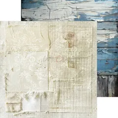Strukturpapier mit genähten Stoff- und Spitzenflicken