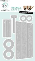 Studio Light Friendz Cutting Dies Accessoires Barrow, 5 Stanzschablonen für Schubkarre auf mintfarbener Verpackung