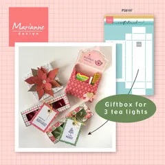 Anwendungsbeispiel der Tealight Box Schablone mit Teelichtern und Geschenken