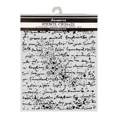 Stamperia Schablone 20x25 cm in Verpackung mit Handschrift und Sprenkeln