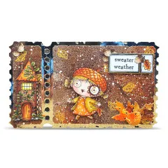 Golden Ticket in Braun mit Mädchen mit Eichelmütze, Haus, Herbstlaub und sweater weather