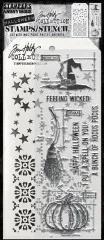 Tim Holtz Mixed-Media Stamps & Stencil - Blueprint Spells