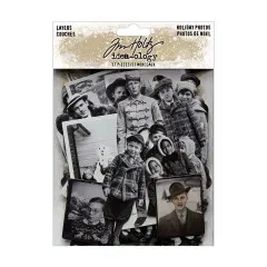 Tim Holtz Idea-Ology Die-Cuts Christmas Layers Holiday Photos Packung mit 57 nostalgischen Weihnachtsmotiven in Schwarz-Weiß