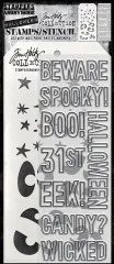 Tim Holtz Mixed-Media Stamps & Stencil - Halloween Outlines