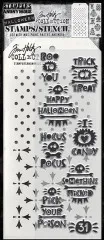 Tim Holtz Mixed-Media Stamps & Stencil - Halloween Tidbits