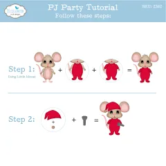 Anleitung PJ Party: kleine Maus im roten Strampler mit Zipfelmütze und Taschenlampe
