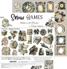 Snow Games Extras Set mit winterlichen Uhren, Kränzen und Bilderrahmen