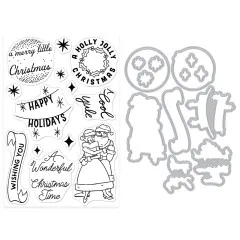 Unkolorierter Clear-Stamp-Bogen mit passenden Stanzformen-Umrissen des Sets 'Wishing You'.