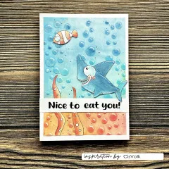 Scrapbook-Karte unter Wasser mit Stempel-Motive und Blasenhintergrund