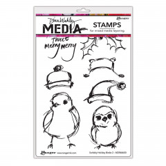 Dylusions Cling Stamps - Scribbly Holiday Birds 2