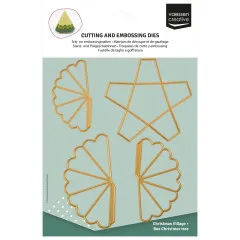 Verpackung Vaessen Creative Stanzschablonen-Set 3D Weihnachtsbaum mit 4 goldfarbenen Dies auf mintgrünem Hintergrund