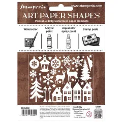 Stamperia Art Paper Shapes Laser Cut 'Christmas': bemalbare Elemente aus 400g-Aquarellpapier.