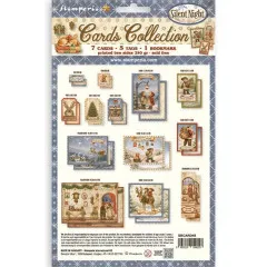 Stamperia Cards Collection 'Silent Night', fertige Grußkarten mit Anhängern, beidseitig bedruckt.