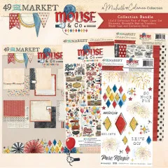 Produktfoto des Bundles mit 12x12 Collection Pack, Laser-Cut-Elementen, Washi-Tape und Rub-On-Transfers der Kollektion Mouse & Co.