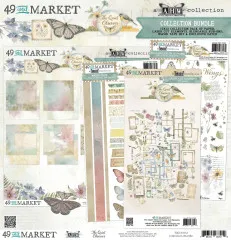 Produktfoto des Bundles mit 12x12 Collection Pack, Laser-Cut-Elementen, Rub-On-Transfers, Washi-Tape und Patch der Kollektion The Quiet Observer.