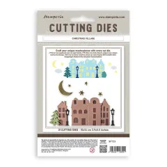 Stamperia Cutting Dies 'Christmas Village': 21 Stanzschablonen, 10 x 14 cm, für winterliche Dorfszenen.