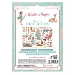Stamperia Adhesive Ephemera 'Winter Magic': selbstklebende Papier-Cut-Outs mit Ballerinas und Reh.