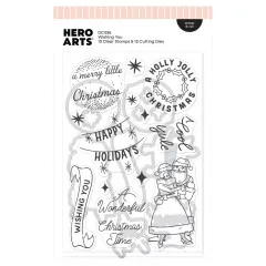 Verpackung des Hero-Arts-Sets 'Wishing You' mit Illustrationen von Weihnachtsgrüßen, Sternen und einem tanzenden Weihnachtspaar.