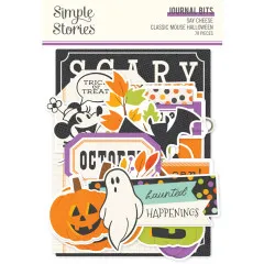 Verpackung der Journal Bits Die-Cuts mit Journalkarte „Scary", Herbstblättern, Kürbis, Gespenst und Banner „Haunted Happenings"