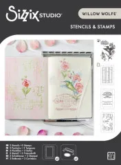 Sizzix Studio - Clear Stamps with Stencils - Hummingbird and Orchids by Willow Wolfe