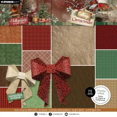 Studio Light - 8x8 Multi-Purpose Paper Pad - Cottage Christmas - Origami & Backgrounds