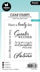Verpackungskarte der Clear Stamps mit denselben Herbstsprüchen und Artikelnummer SL-ES-STAMP973