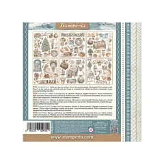Stamperia Rub-on Assortment 'White Christmas', 6 Motivbögen, Übersicht auf der Verpackung.