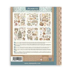 Stamperia Rub-on Assortment 'White Christmas', 6 Motivbögen, Übersicht auf der Verpackung.