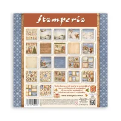 Stamperia 8x8 MAXI Paper Pad 'Silent Night', einseitig bedruckt, Motivübersicht.