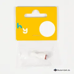 Holzstempel Haus verpackt in durchsichtiger Folie mit gelbem Header