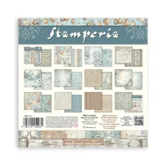 Stamperia 12x12 Maxi Background Selection 'White Christmas', 8 doppelseitige Hintergrundpapiere.