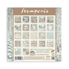 Stamperia 12x12 MAXI Paper Pad 'White Christmas', einseitig bedruckt, Motivübersicht.