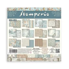 Stamperia 8x8 Paper Pack 'White Christmas' Backgrounds Selection, 8 doppelseitige Hintergrundpapiere.