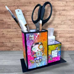 Stiftehalter verziert mit bunten Papieren und Stempeln aus dem Set Card Maker