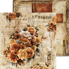 Alte Dokumente und Ziffern kombiniert mit Rosen auf Scrapbook-Papier