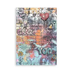 Washi-Bogen mit bunter Graffiti-Backsteinwand, Herz und Crash, Yoo