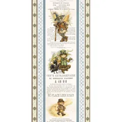 Washi-Bordürenstreifen mit Zeitungsdruck, Steampunk-Figuren und karierten Rändern