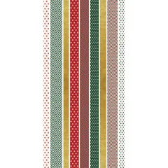 Washi-Streifen in Rot, Grün und Gold mit Chevron, Punkten, Streifen und Tannenmuster