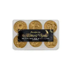Box mit 6 goldenen Wachssiegeln Cosmos, Durchmesser je 2,5 cm