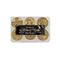 Box mit 6 goldenen Wachssiegeln Furry Friends 2, Durchmesser je 2,5 cm