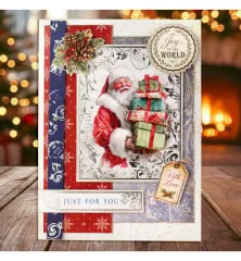 Handgefertigte Weihnachtskarte mit Weihnachtsmann-Motiv gestaltet mit Katy Sue Cardstock