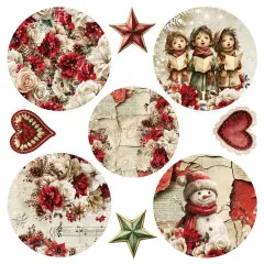 Weihnachtliche Motive und Schneeflocken auf Scrapbooking-Papier von Craft O'Clock