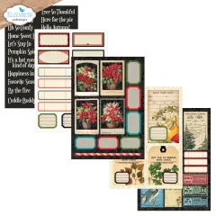 Ephemera Die-Cuts mit Weihnachtssternen in Körben und botanischen Elementen