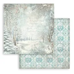 Korbgeflecht-Muster, Rückseite Vintage-Blumendamast mit Postmarke.
