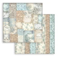 Blumen-Damast-Patchwork-Collage, Rückseite Reh- und Umschlag-Collage.
